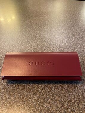 Gucci Embossed Maroon Leather Eyewear Case